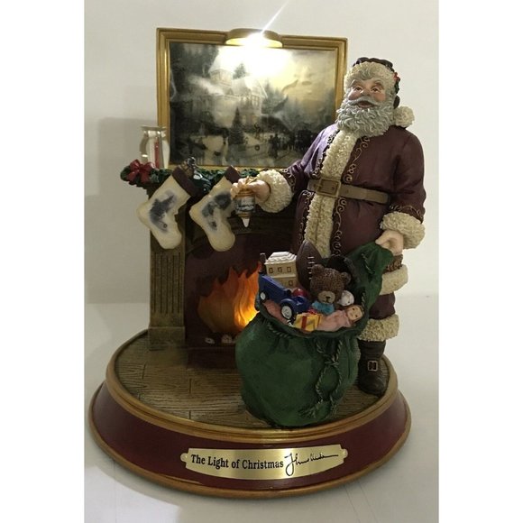 Thomas Kinkade Light Up The Holidays The Light Of Christmas Santa Fireplace COA - Picture 5 of 12